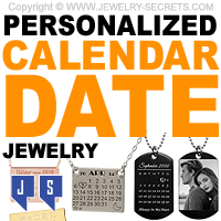 Personalized Calendar Day Date Year Jewelry Pendants Keychains