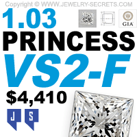 1 Carat Princess Cut Diamond VS2 F GIA For 4410