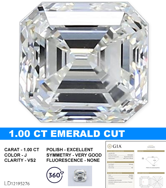 1 Carat VS2 Clarity J Color Emerald Cut Diamond For Only 1757