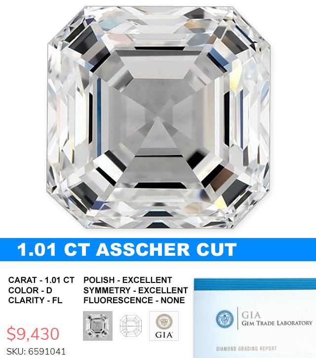 Flawless 1 Carat Asscher Cut Diamond For Less Than 10 Grand