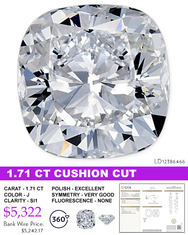 Huge 171 Cushion Cut Diamond For Just 5322