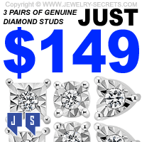 3 Pairs Of Genuine Diamond Stud Earrings For Only 149 Dollars