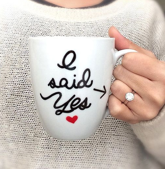 Engagement Ring Coffee Mug Selfies