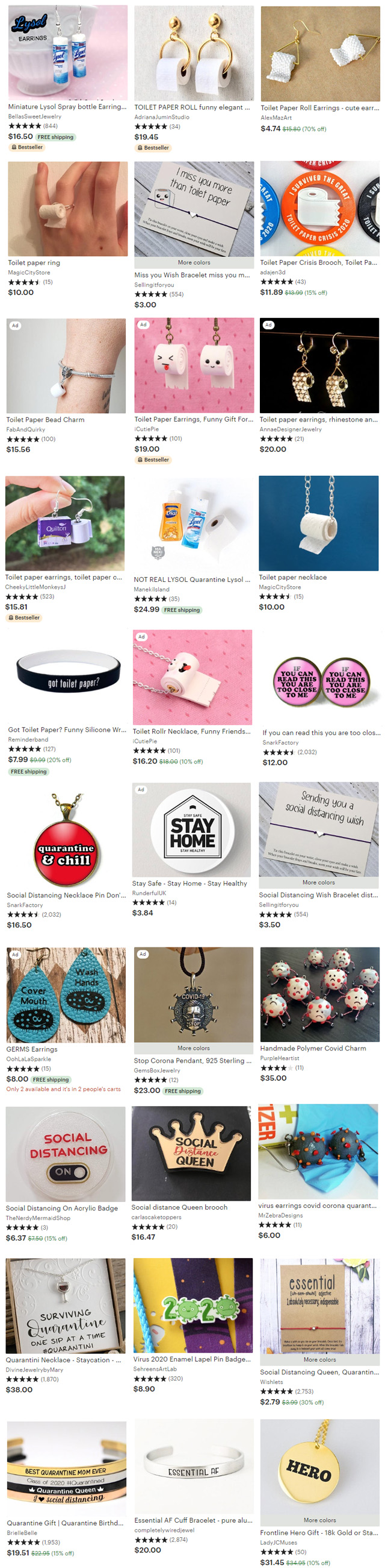 COVID-19 Corona Virus Quarantine Essential Worker Toilet Paper Jewelry COVID-19 Corona Virus Quarantine Essential Worker Toilet Paper Jewelry