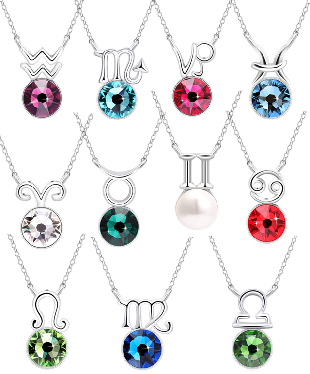 Zodiac Birthstone Necklace Crystals