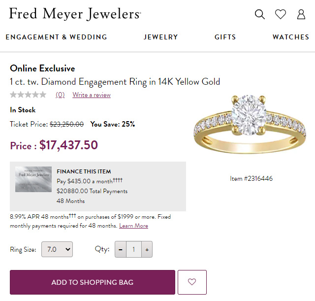 Fred Meyer Jewelers Biggest Diamond