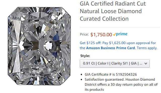Genuine Certified Diamond On Amazon