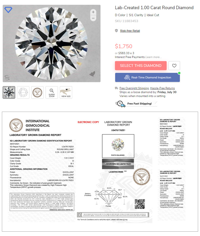 Lab Grown Diamond Certification