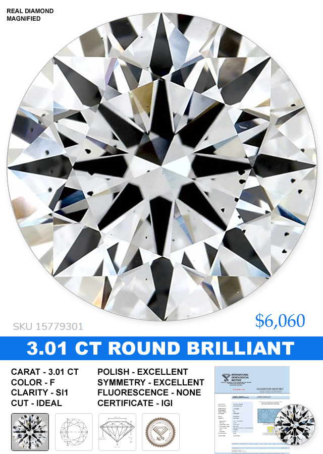 3 carat lab-grown diamond