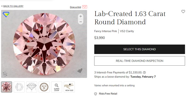 Lab-Created 1-63 Carat Round Diamond