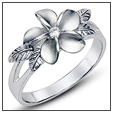 Silver Plumeria CZ Ring! Silver Plumeria CZ Ring!